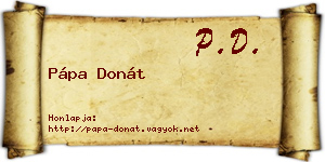 Pápa Donát névjegykártya